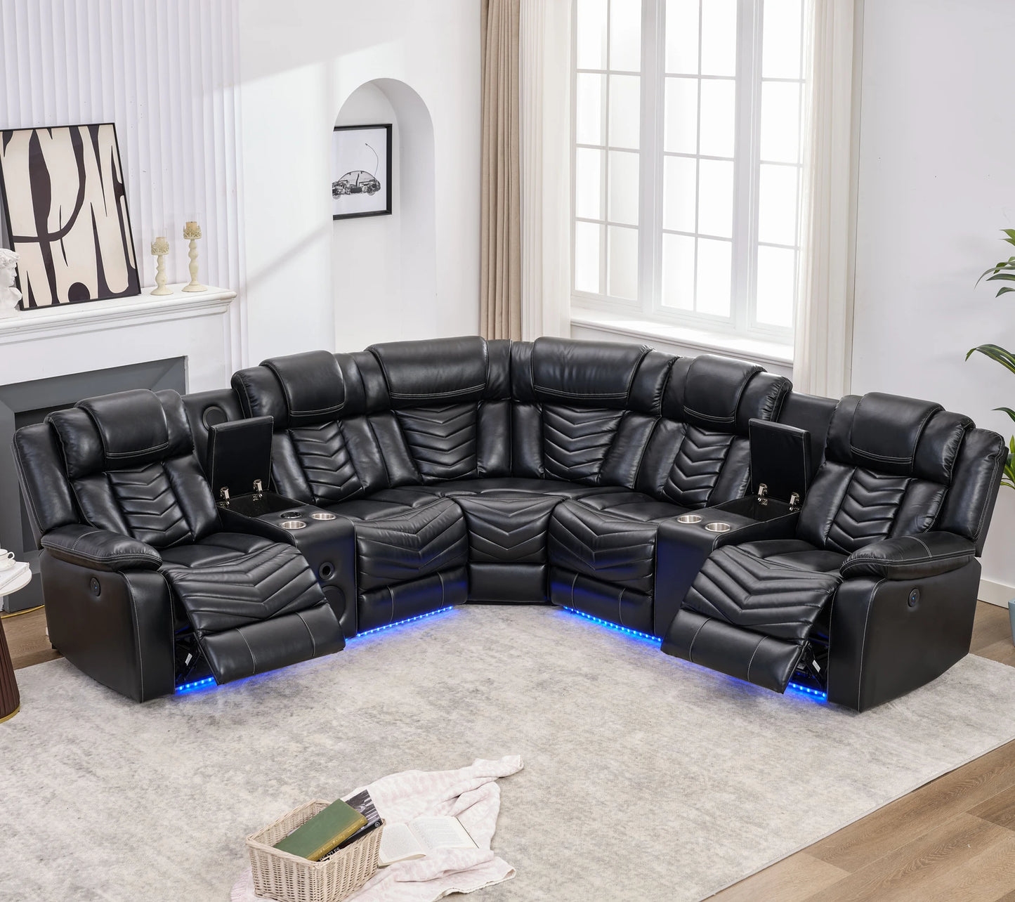 Todrani Electric Power Recliner Sectional Sofa Speakers