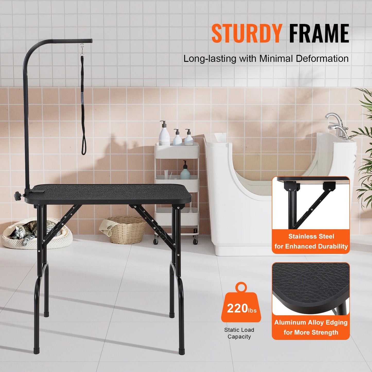 SucceBuy Pet Grooming Table Foldable Arms Clamp Dog Stand