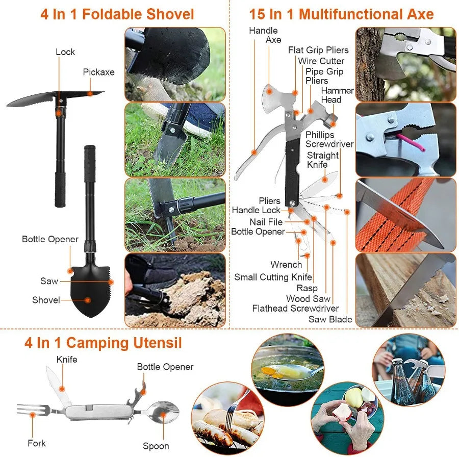 125Pcs Survival Kit Emergency Gear For Camping Hiking