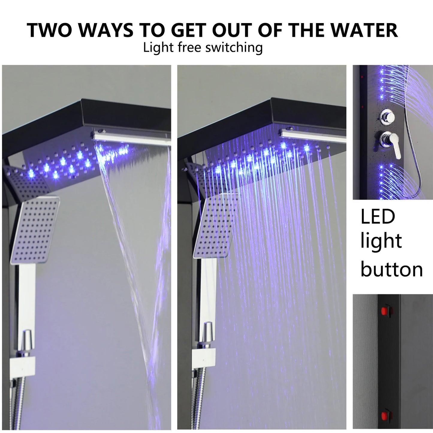MEKKHALAH Shower Panel System With LED Rainfall Shower Head