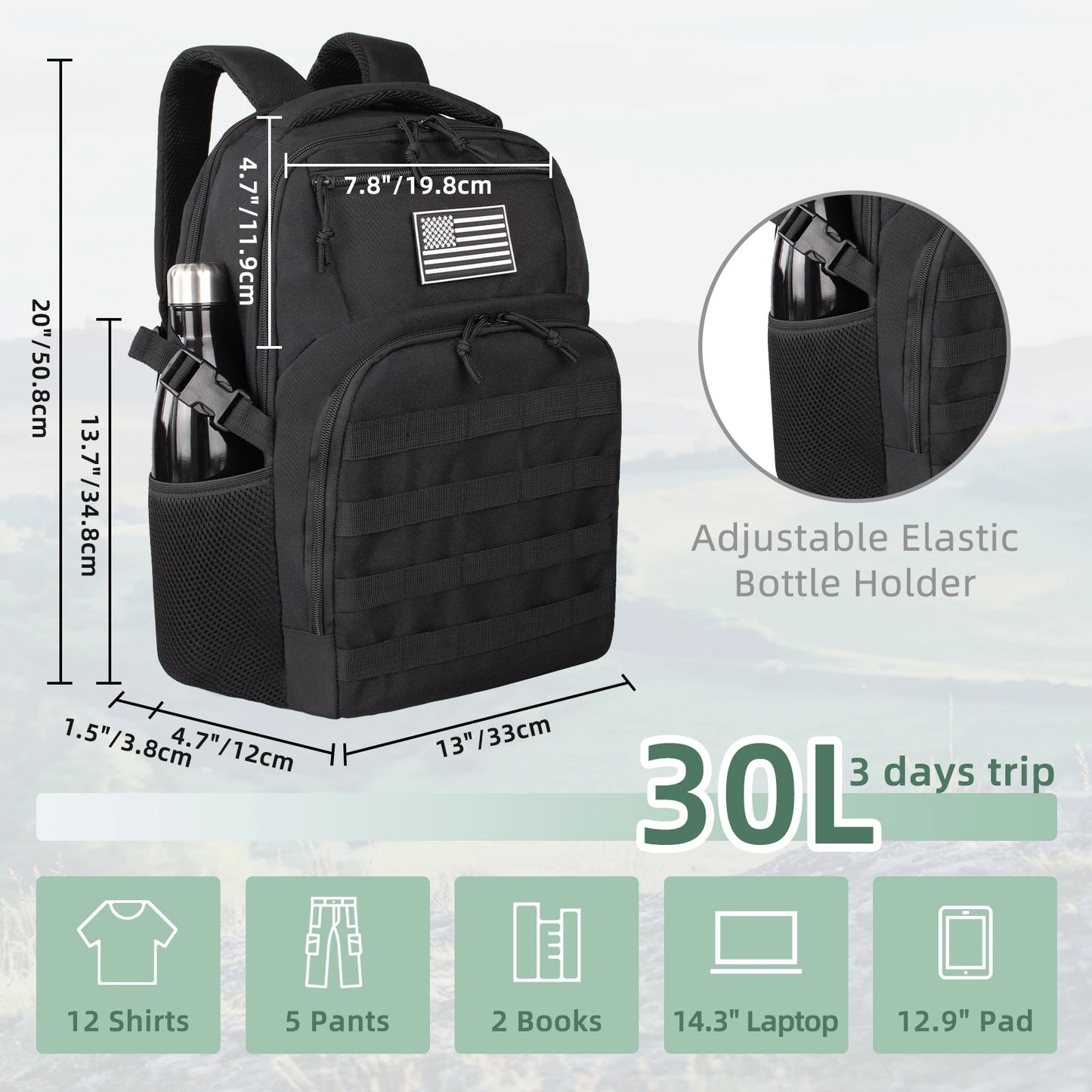 45L 25L Tactical Backpack Unisex Large Outdoor Travel Bags