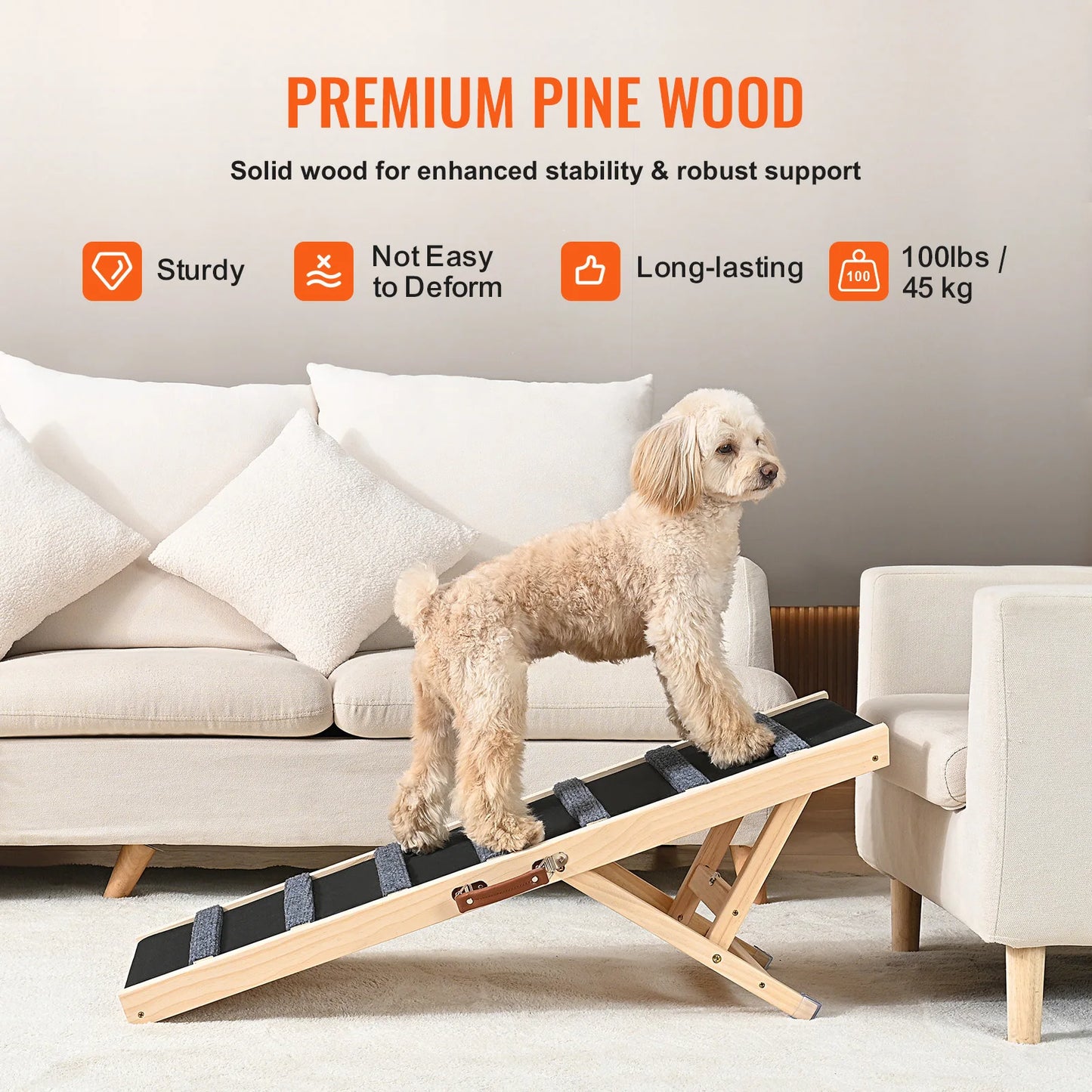 SucceBuy Folding Dog Ramp Anti Slip Wooden Pet Ramp
