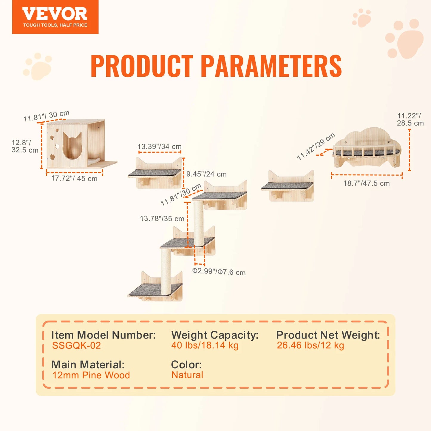 SucceBuy Wall Mounted Cat Shelves And Perches Cat Furniture
