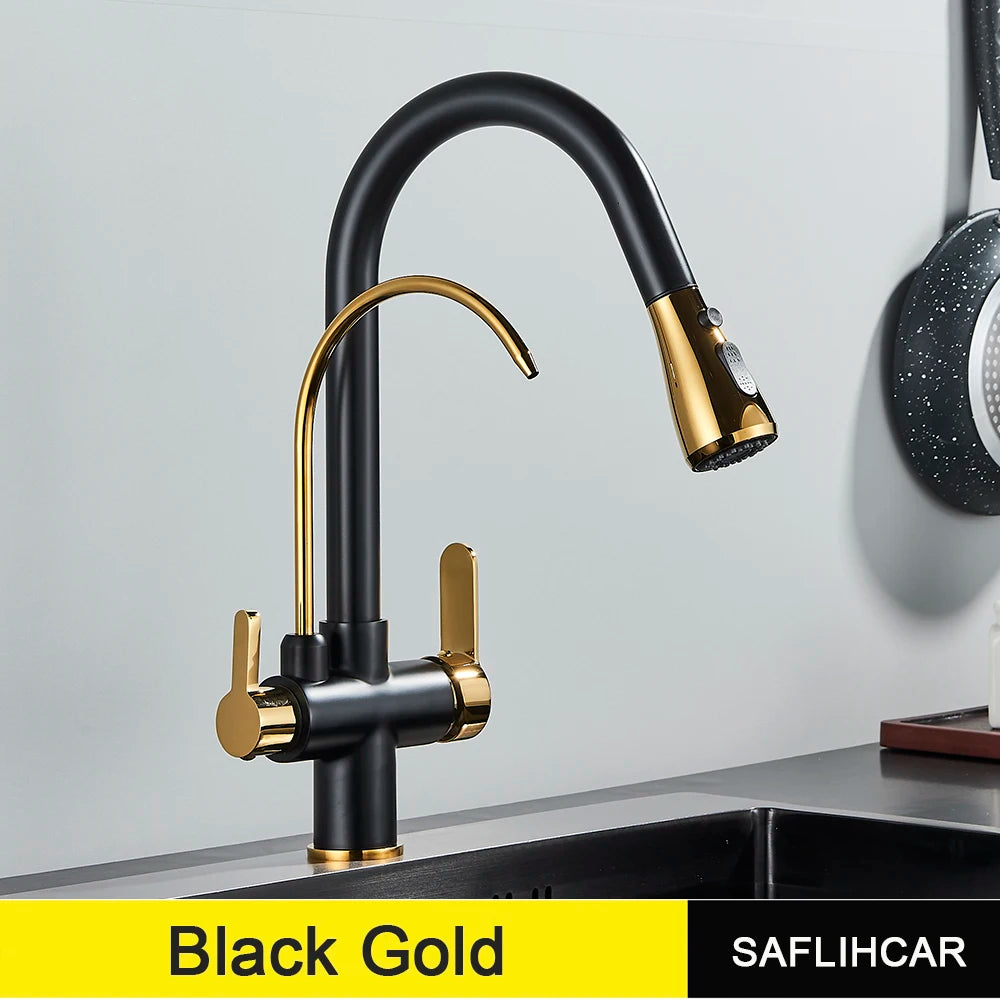 SAFLIHCAR Pull Out Water Faucet Spout Dual Modes Kitchen