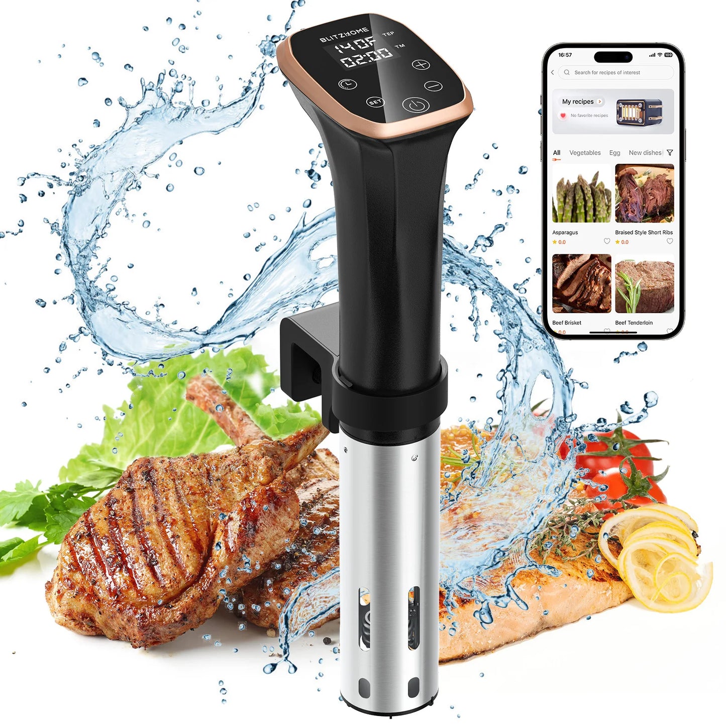 Blitzhome Waterproof Slow Cooker with WiFi Connectivity for Kitchen