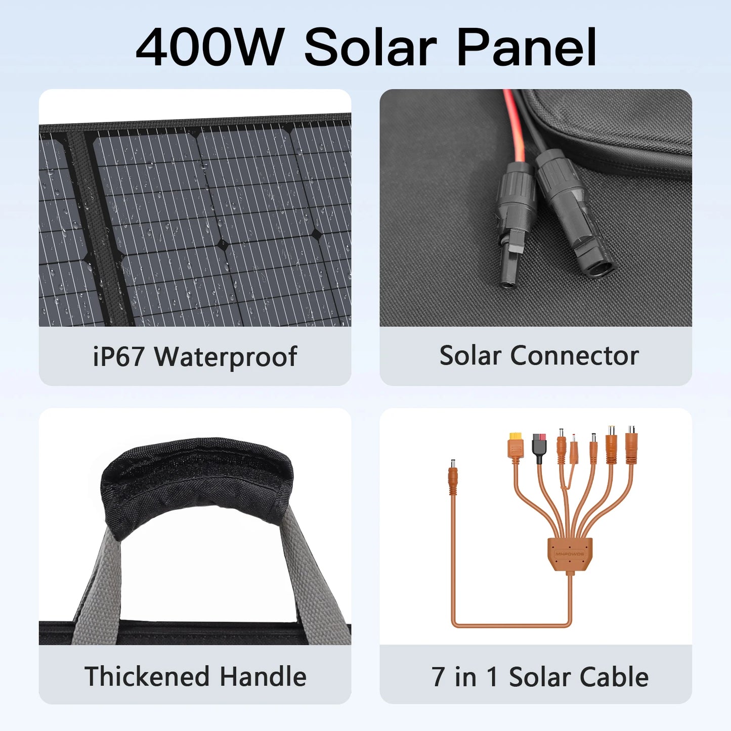 MHPOWOS Foldable Solar Panel 400W Charger For Stations