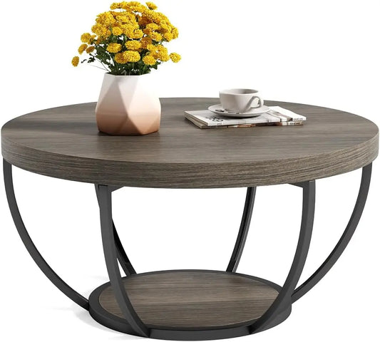 Little Tree Marble Coffee Table Open Storage Metal
