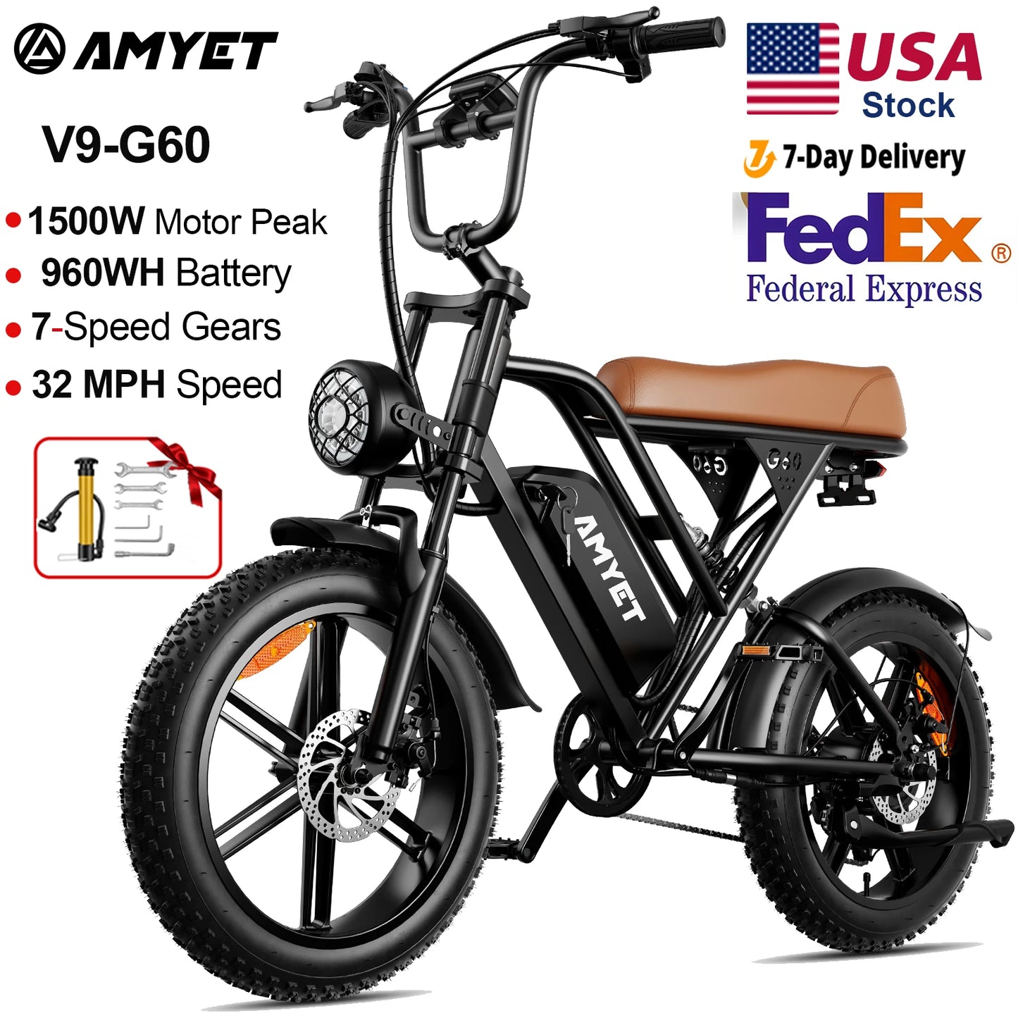 AMYET V9 G60 1000W Electric Mountain Bike 48V Ebike