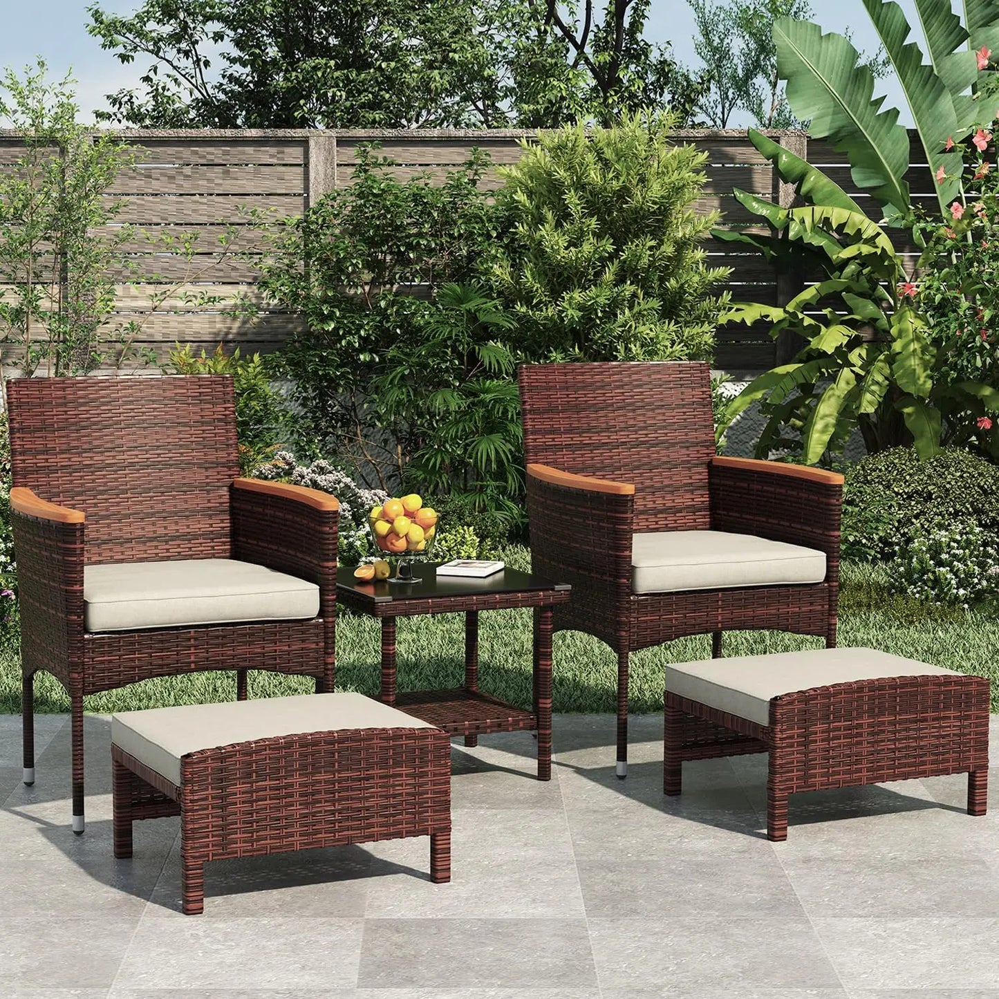 ANGDUO Outdoor Patio Furniture Bistro Wicker Garden Set
