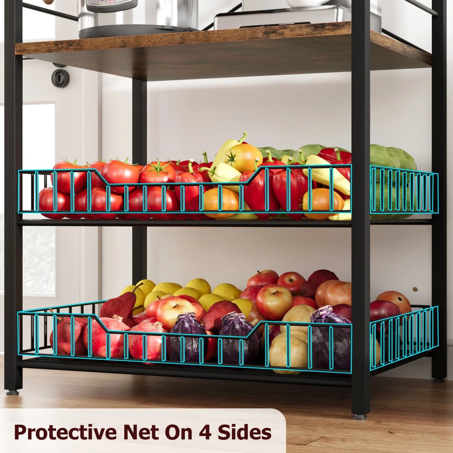 HiMISS Industrial Kitchen Bakers Rack Microwave Oven Stand