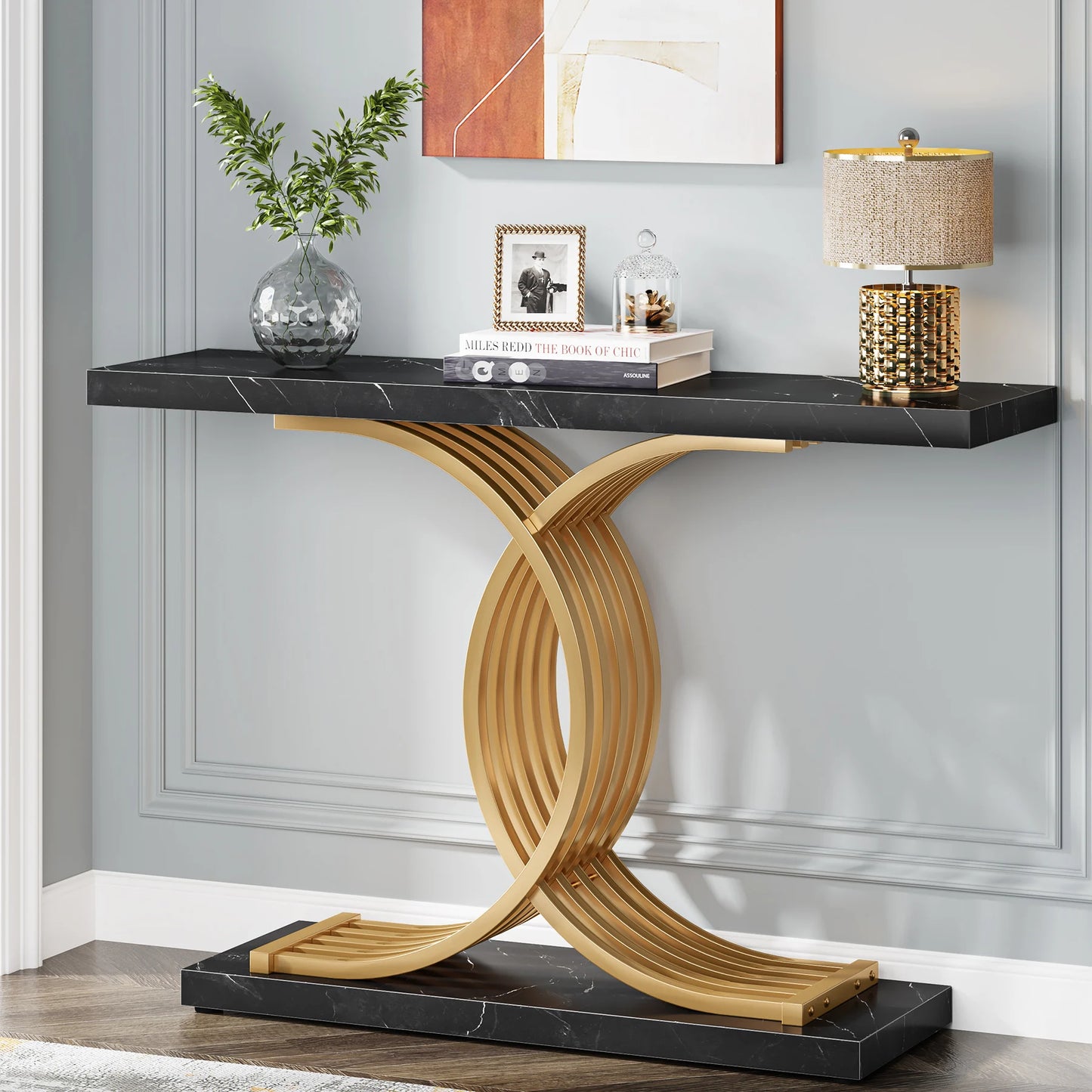 Tribesigns Entryway Table Modern Console Geometric Legs