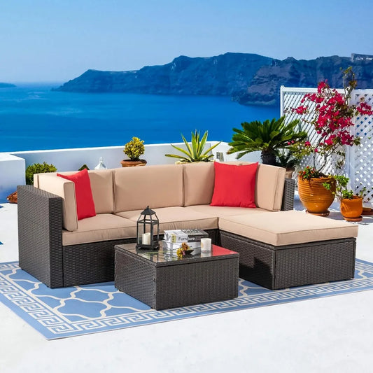 Guangbai All Weather Patio Sectional Conversation Set