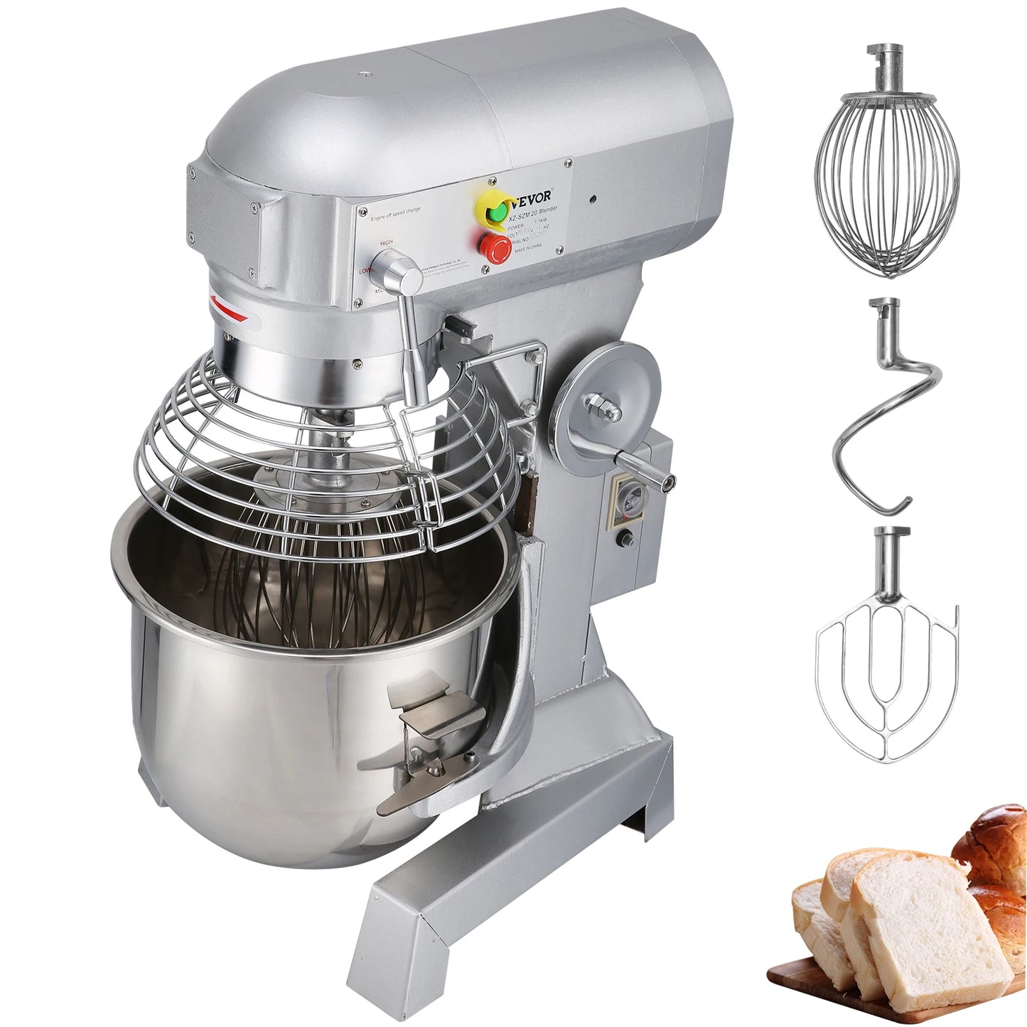 SucceBuy Stainless Steel Commercial Dough Mixer and Whisk Processor