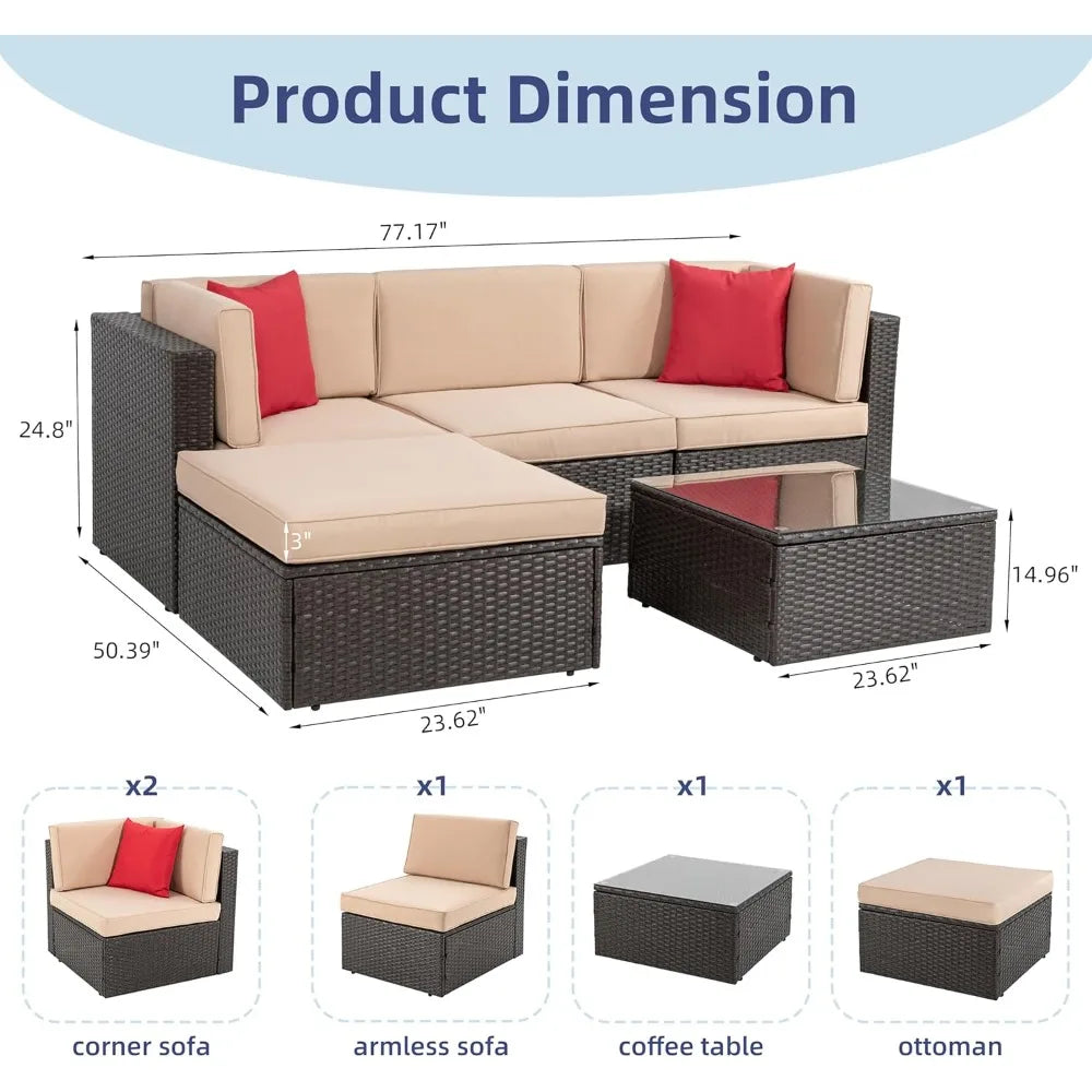 Guangbai All Weather Patio Sectional Conversation Set