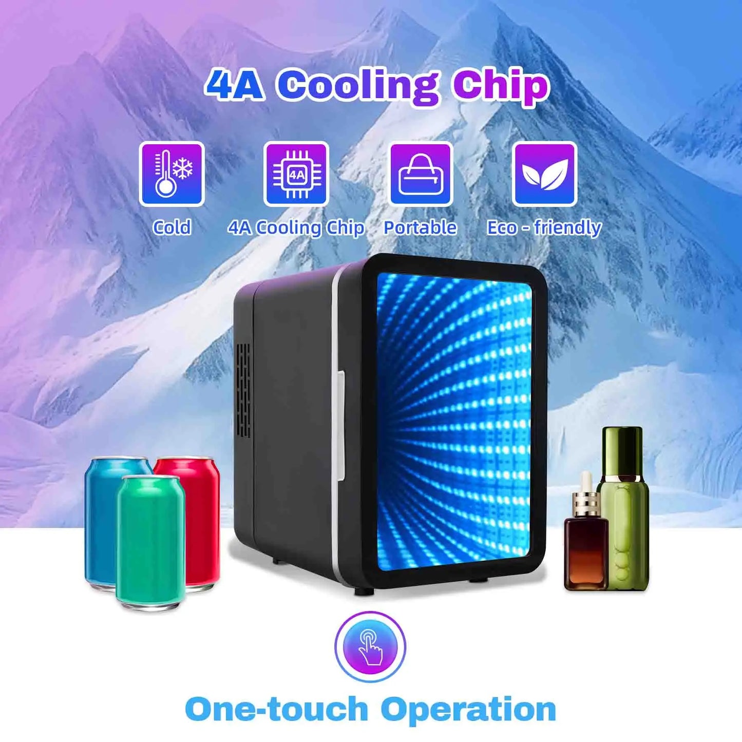 iceBlue Dimmable LED Light Mini Fridge for Home and Car