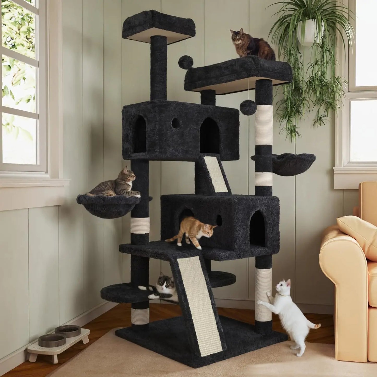 Hign-concerned Multi Level Cat Tree Tower Plush Hammock