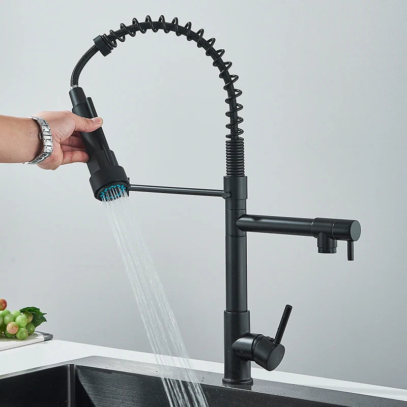Rozin Pull Down Kitchen Faucet Mount Hot Cold Water Mixer