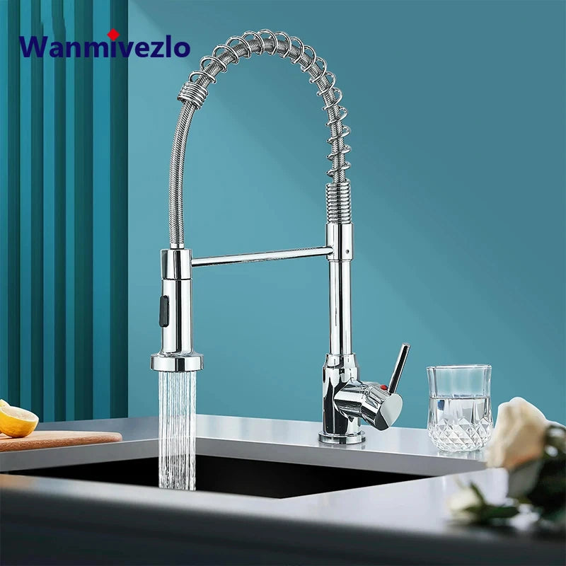 Wanmivezlo Pull Down Kitchen Faucet Stainless Steel Handle