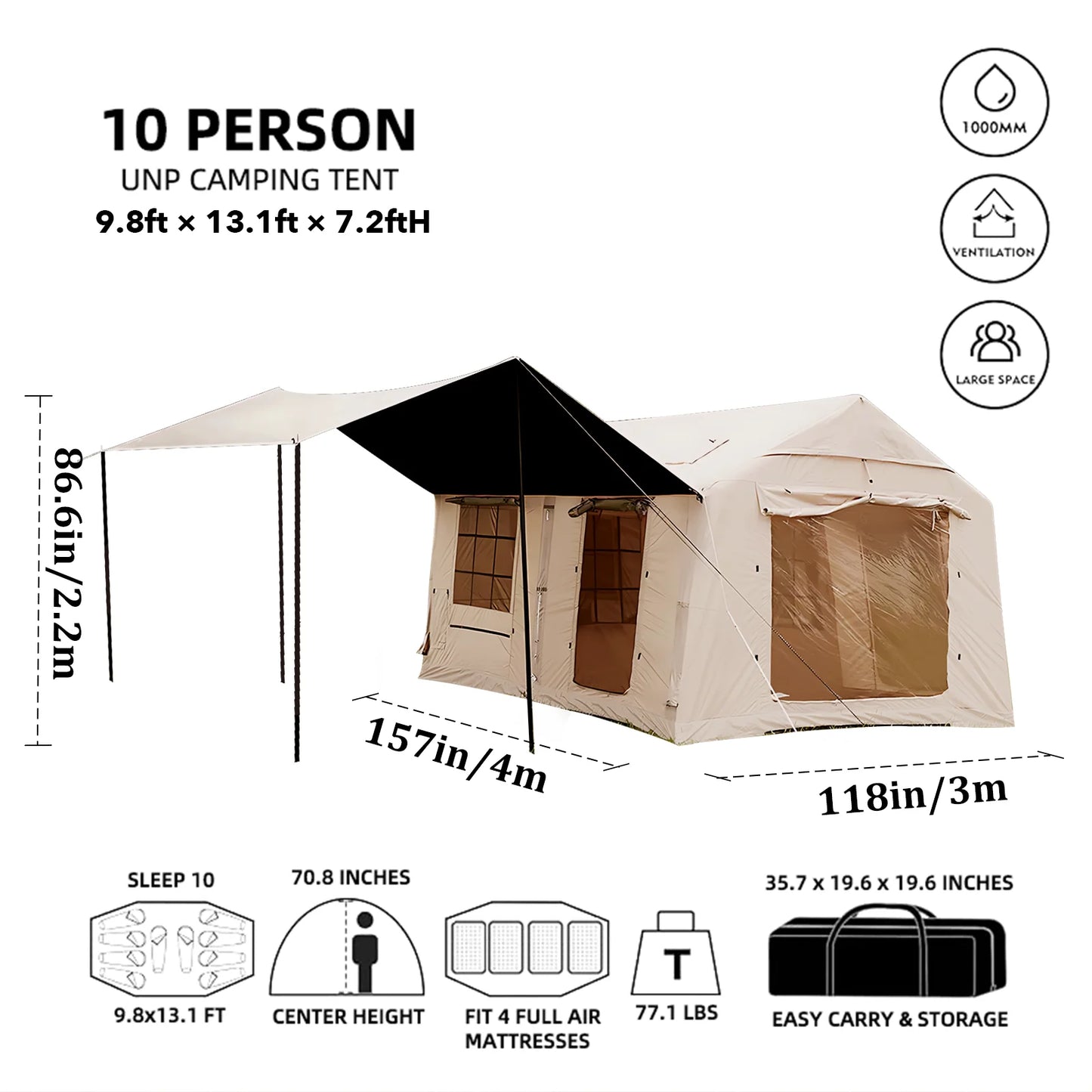 Everyday Essentials Inflatable Camping Tent Blackout Canopy
