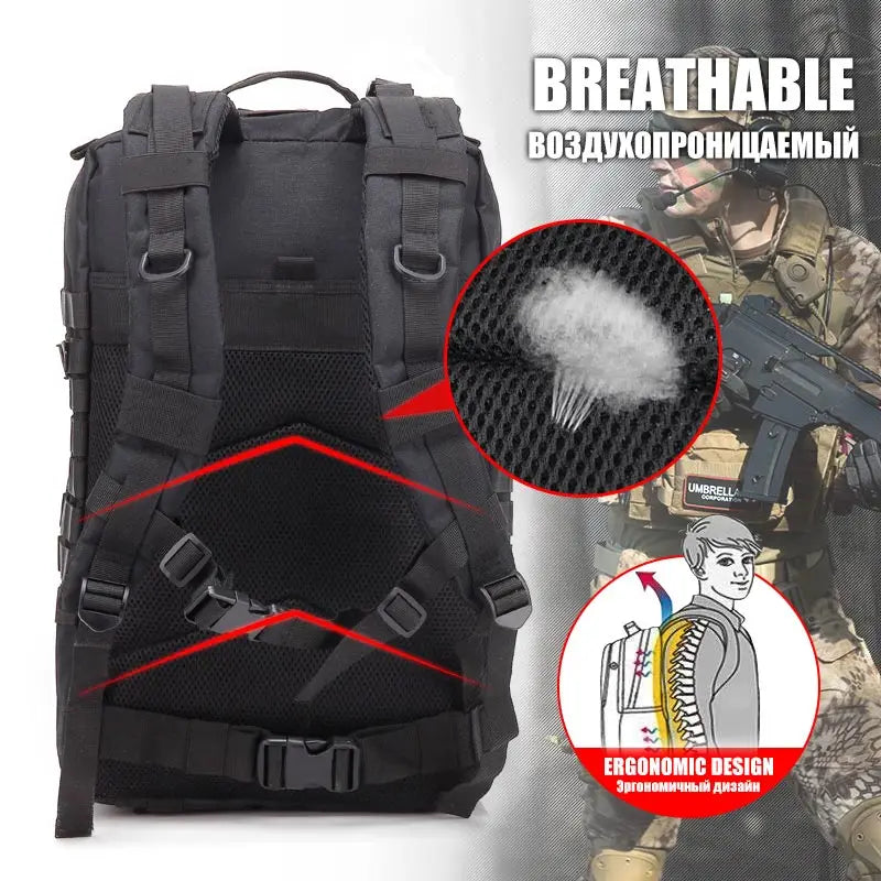 45L 25L Tactical Backpack Unisex Large Outdoor Travel Bags