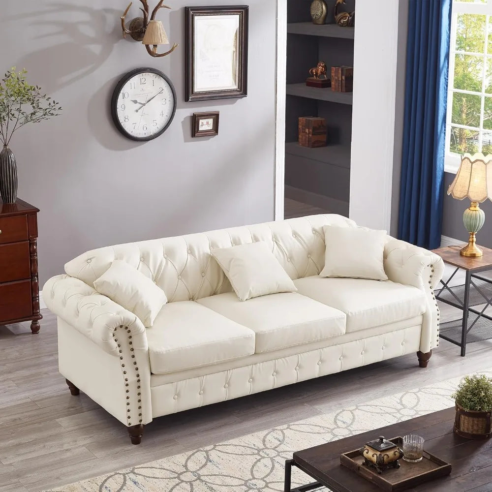 ZUIYU PU Leather Chesterfield Sofa With Storage And Comfort