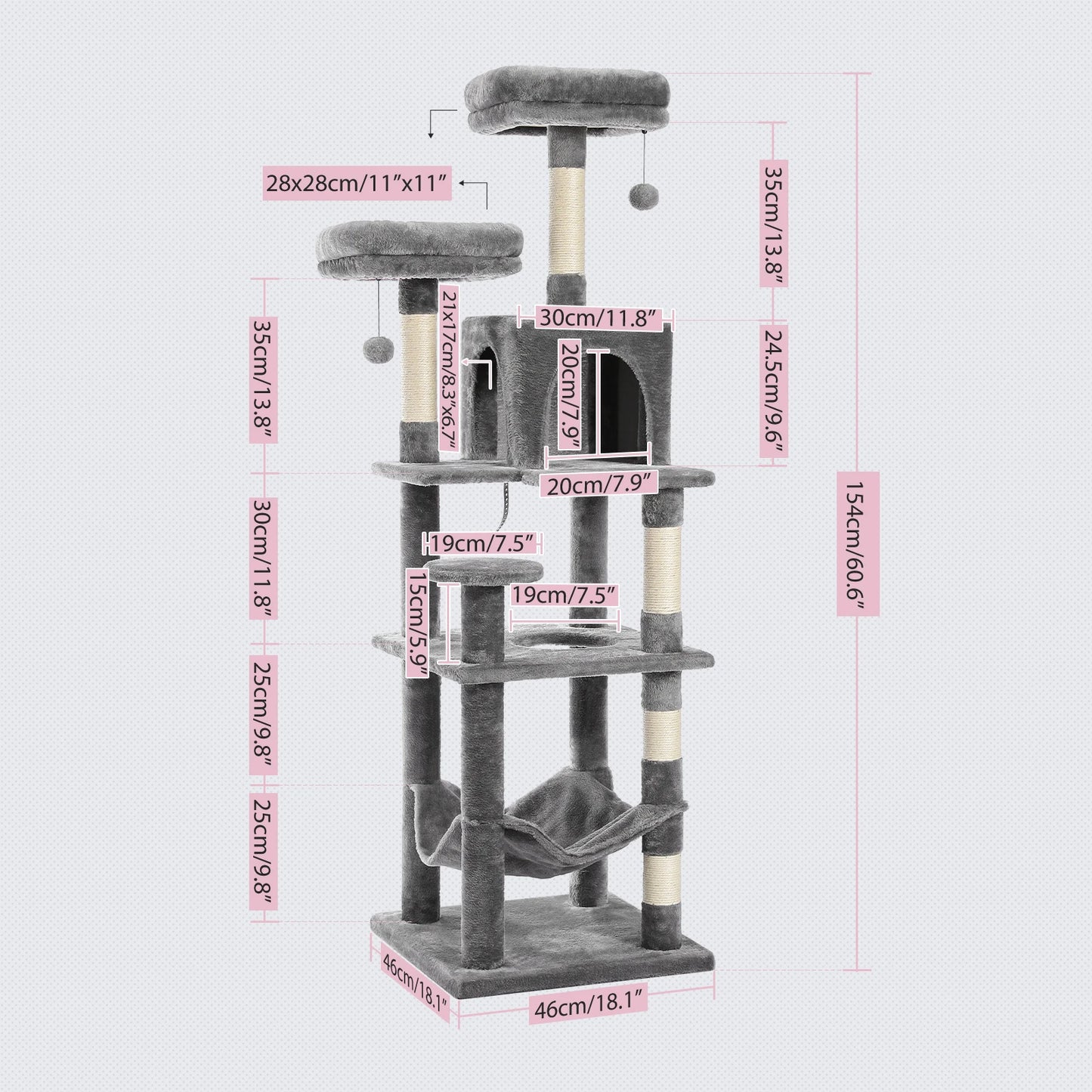 PEQULTICN Multi Level Cat Tree With Scratching Posts