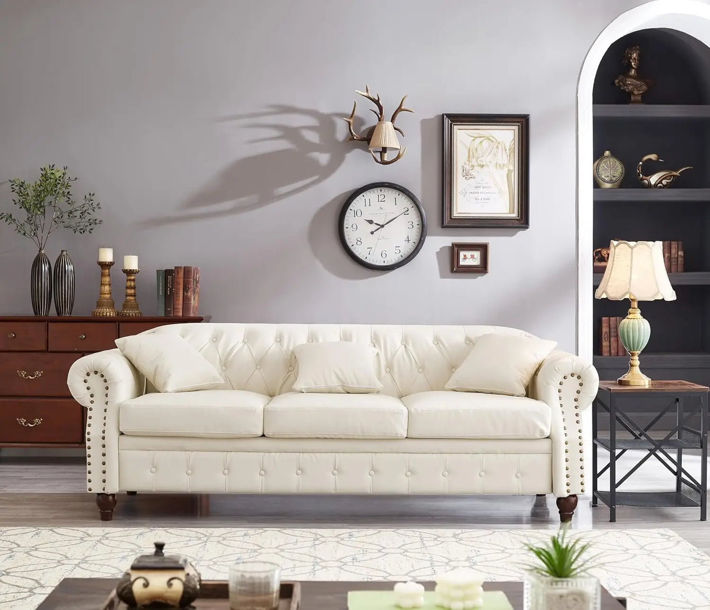 ZUIYU PU Leather Chesterfield Sofa With Storage And Comfort