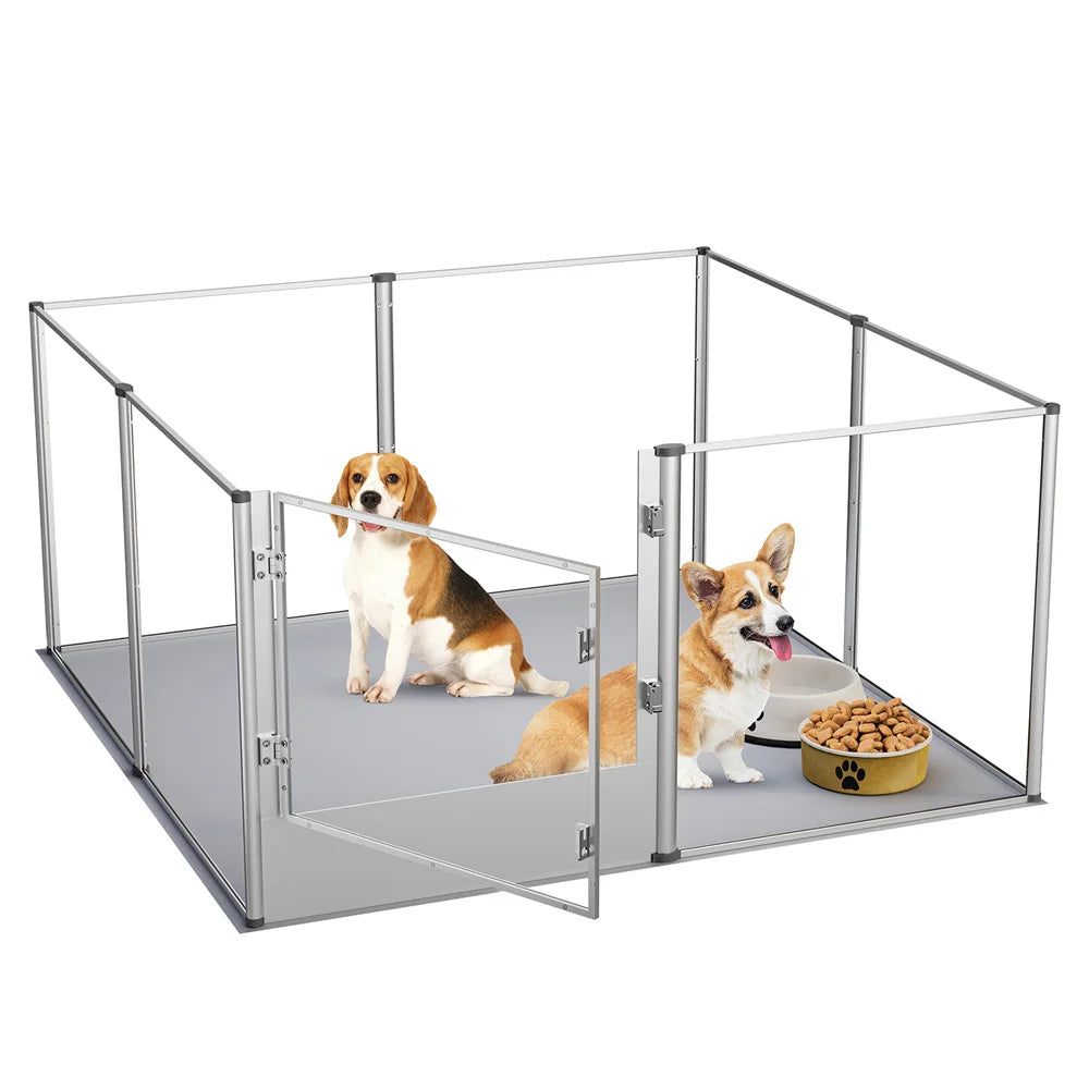 BORWARTH Dog Playpen Acrylic Enclosure Fence Cage for Pets