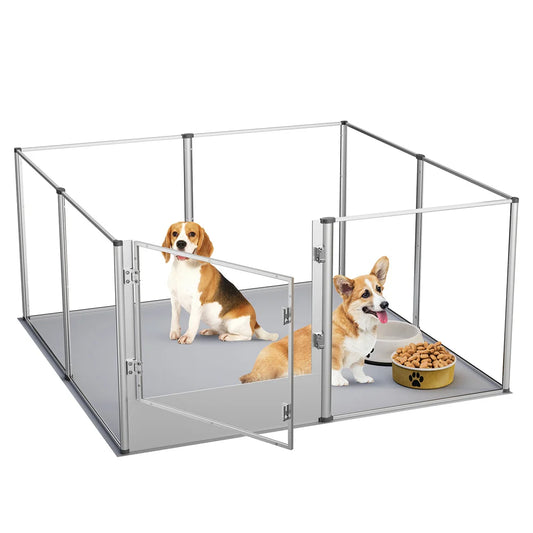 BORWARTH Dog Playpen Acrylic Enclosure Fence Cage for Pets
