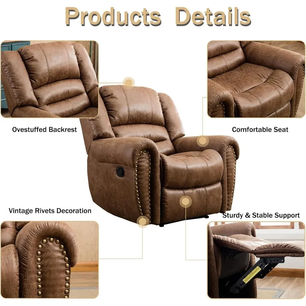 Leather Recliner Chair Classic Manual Recliner Living Room