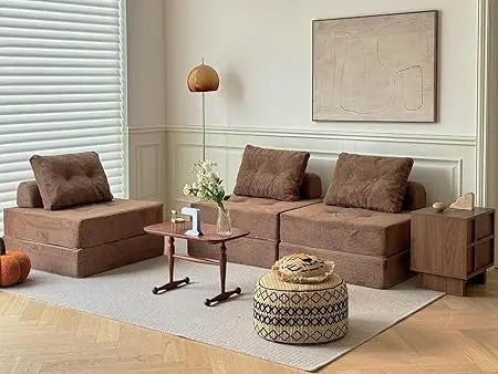 Convertible Sofa Bed with Foam Cushions, Armless Sleeper Couch for Living & Bedroom, Space-Saving Furniture
