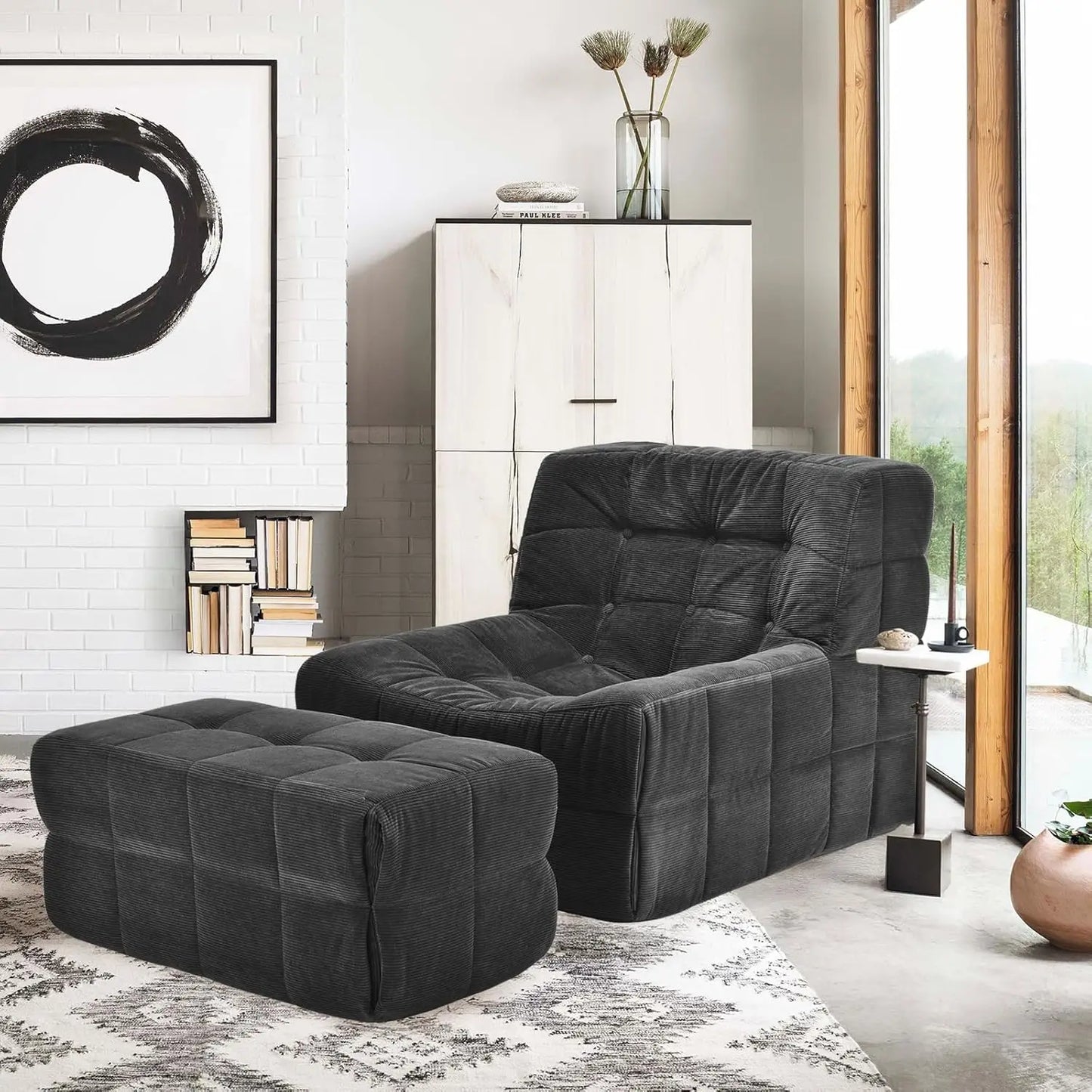 Guangbai Bean Bag Chair With Ottoman Memory Foam Sofa