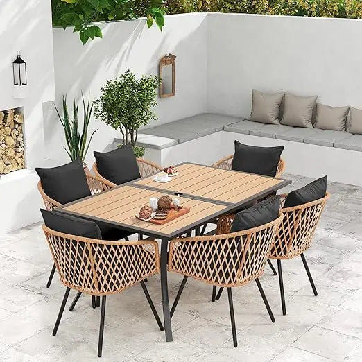 Blackwicker Rattan All Weather Patio Dining Set 5 7 9