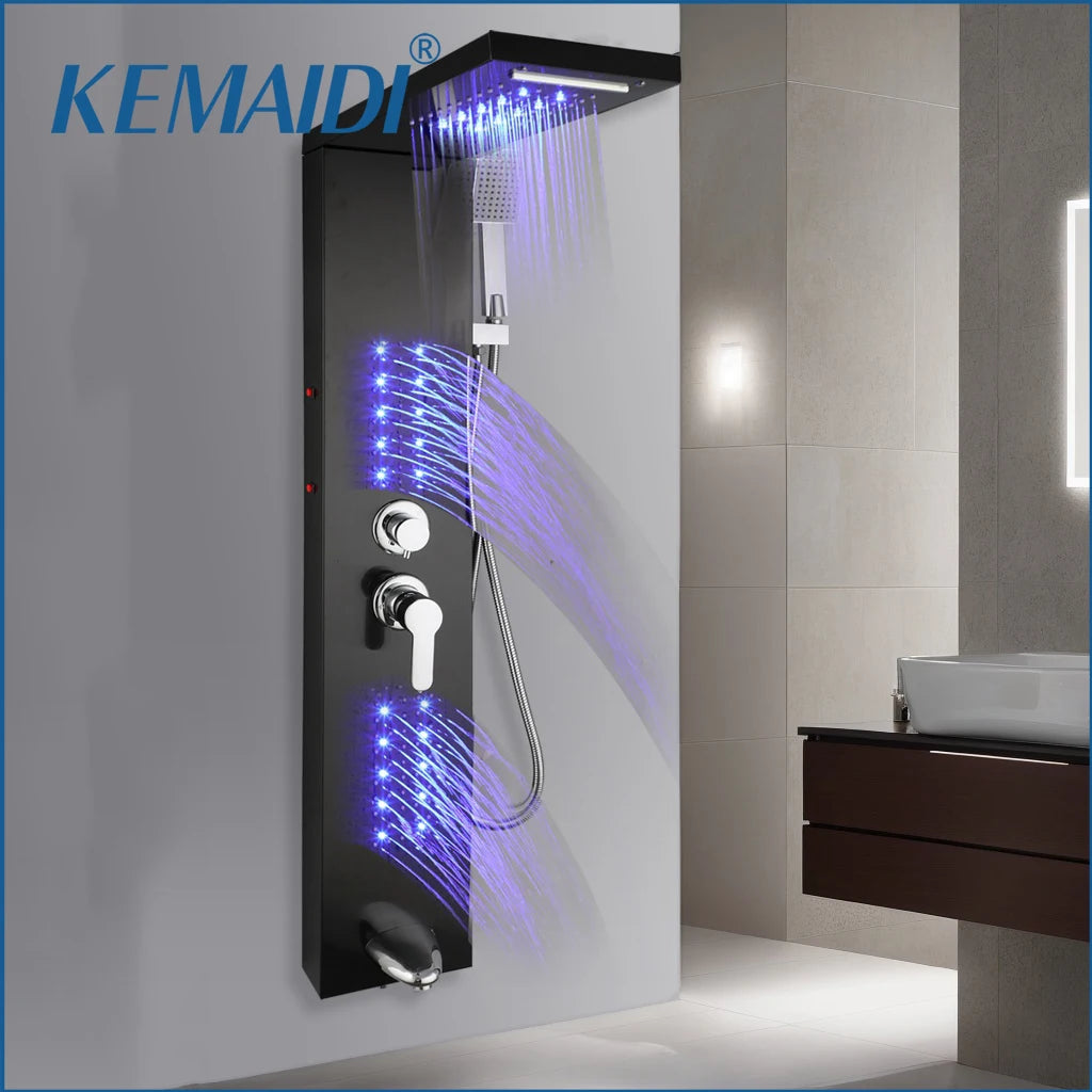 MEKKHALAH Shower Panel System With LED Rainfall Shower Head
