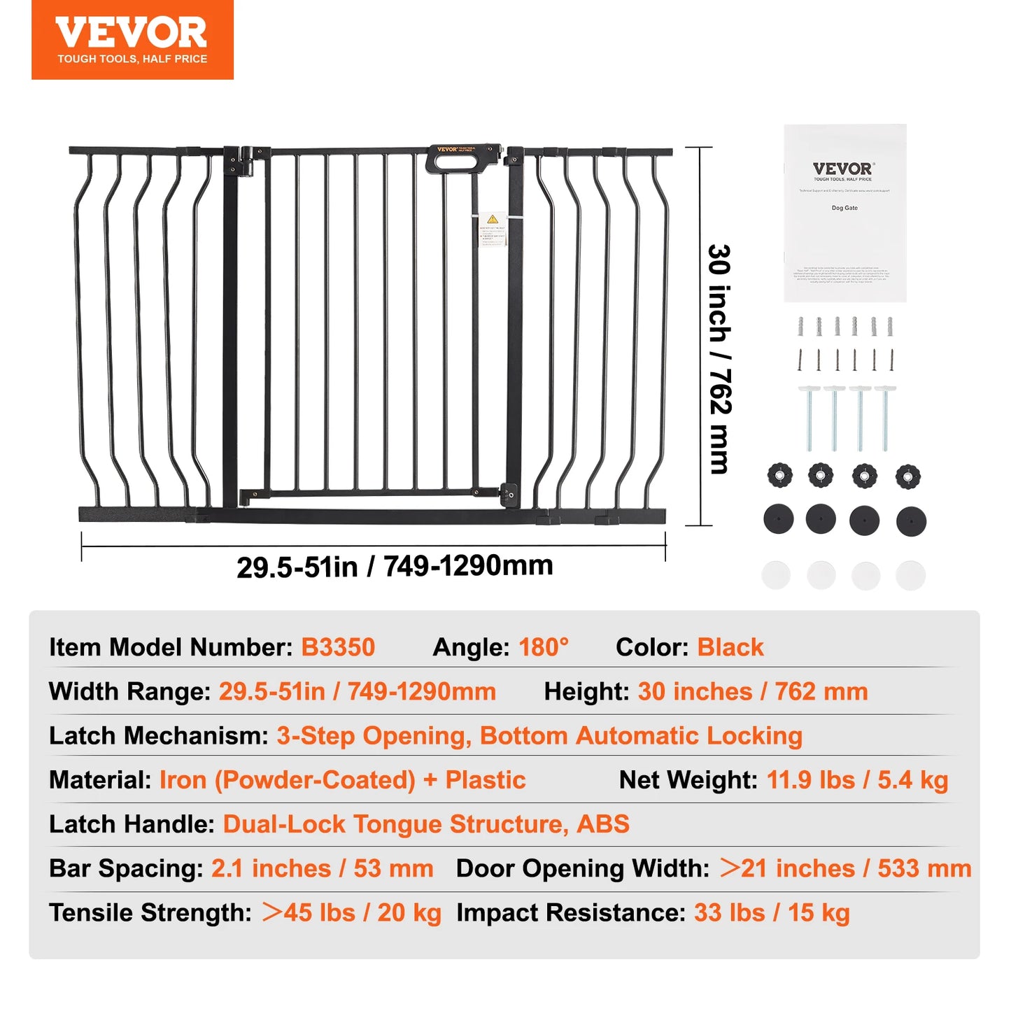 SucceBuy Baby Gate Walk Thru Pressure Mount For Doorways