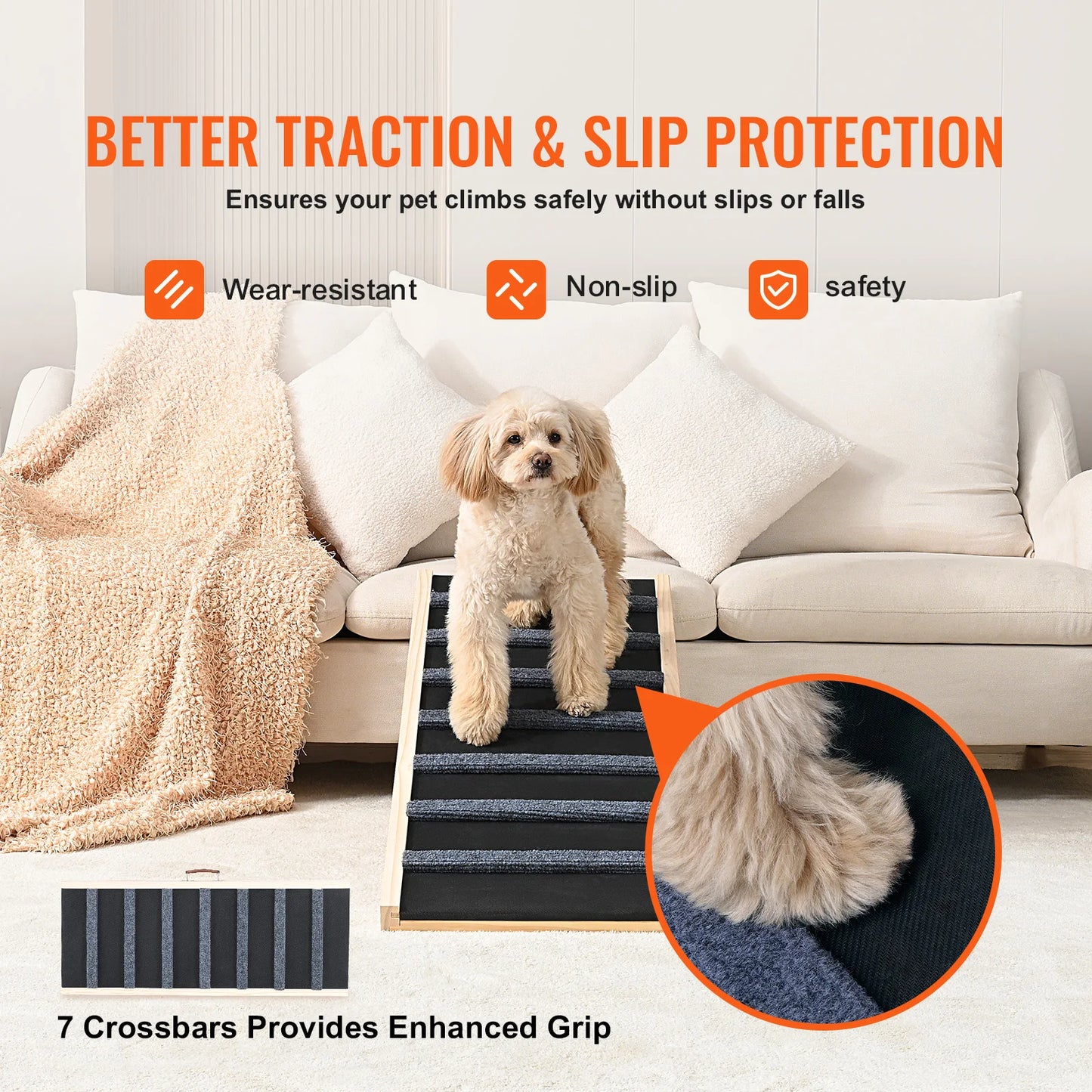 SucceBuy Folding Dog Ramp Anti Slip Wooden Pet Ramp