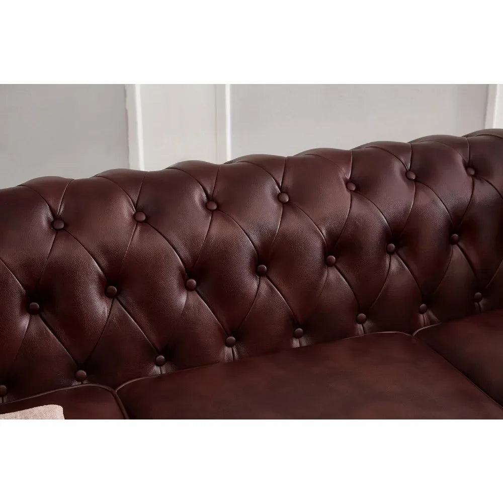 Guangbai Faux Leather Sofa With Nailhead Trim Low Back
