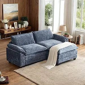 87" Convertible Sectional Sofa,L-Shaped Deep Seat Sofa Couch for Living Room,Modern 2-Seat Loveseat Sofa with Ottoman for Small