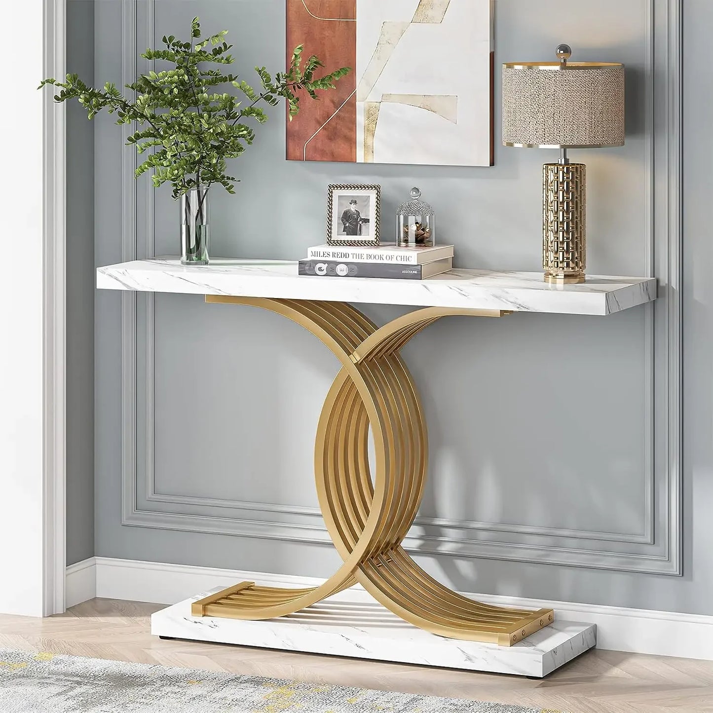 Tribesigns Entryway Table Modern Console Geometric Legs