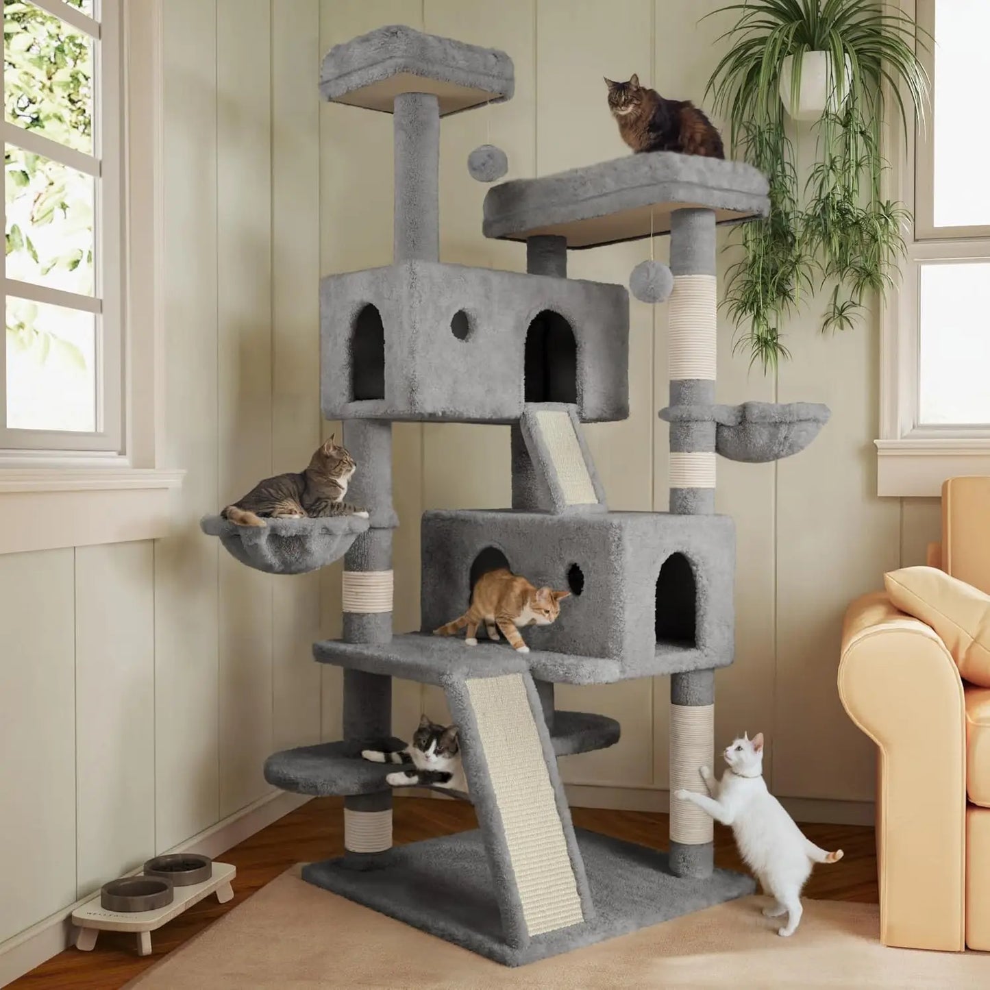 Hign-concerned Multi Level Cat Tree Tower Plush Hammock