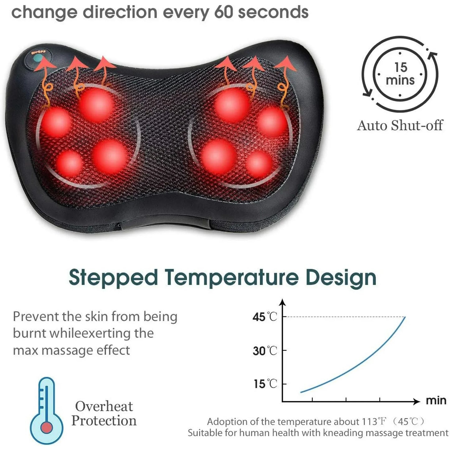 UNOISETION 8 Head Electric Back Massager With Heat Therapy