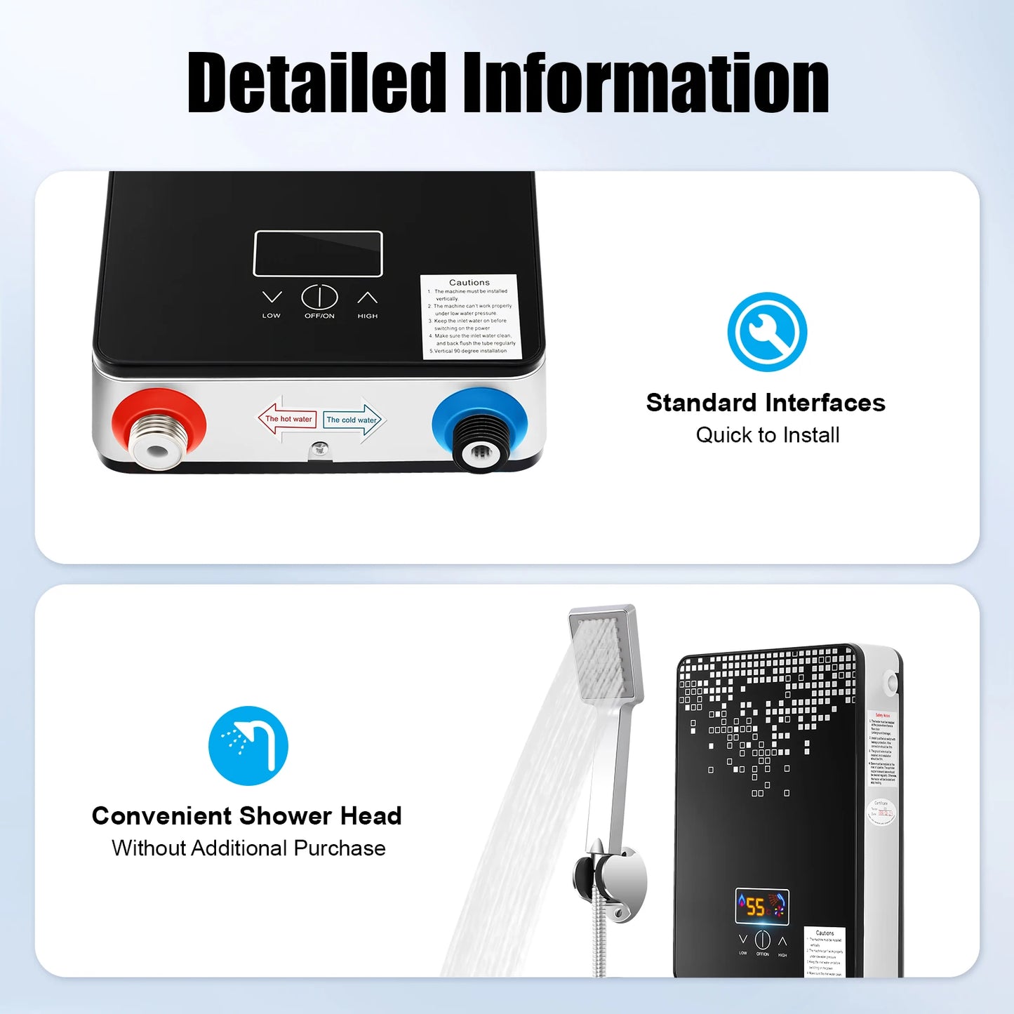 Electric Water Heater 6.5kW Instant Digital Display 220V