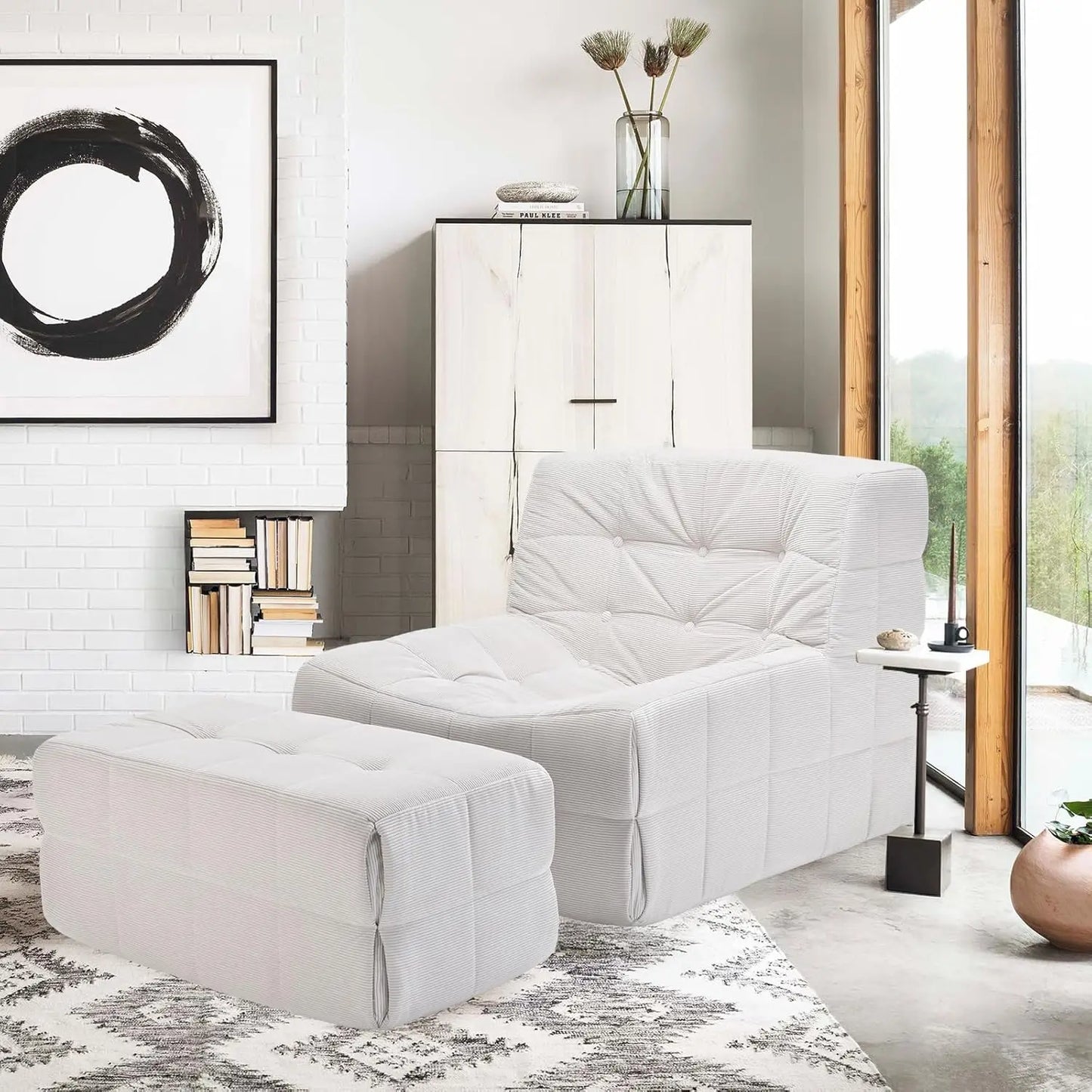 Guangbai Bean Bag Chair With Ottoman Memory Foam Sofa