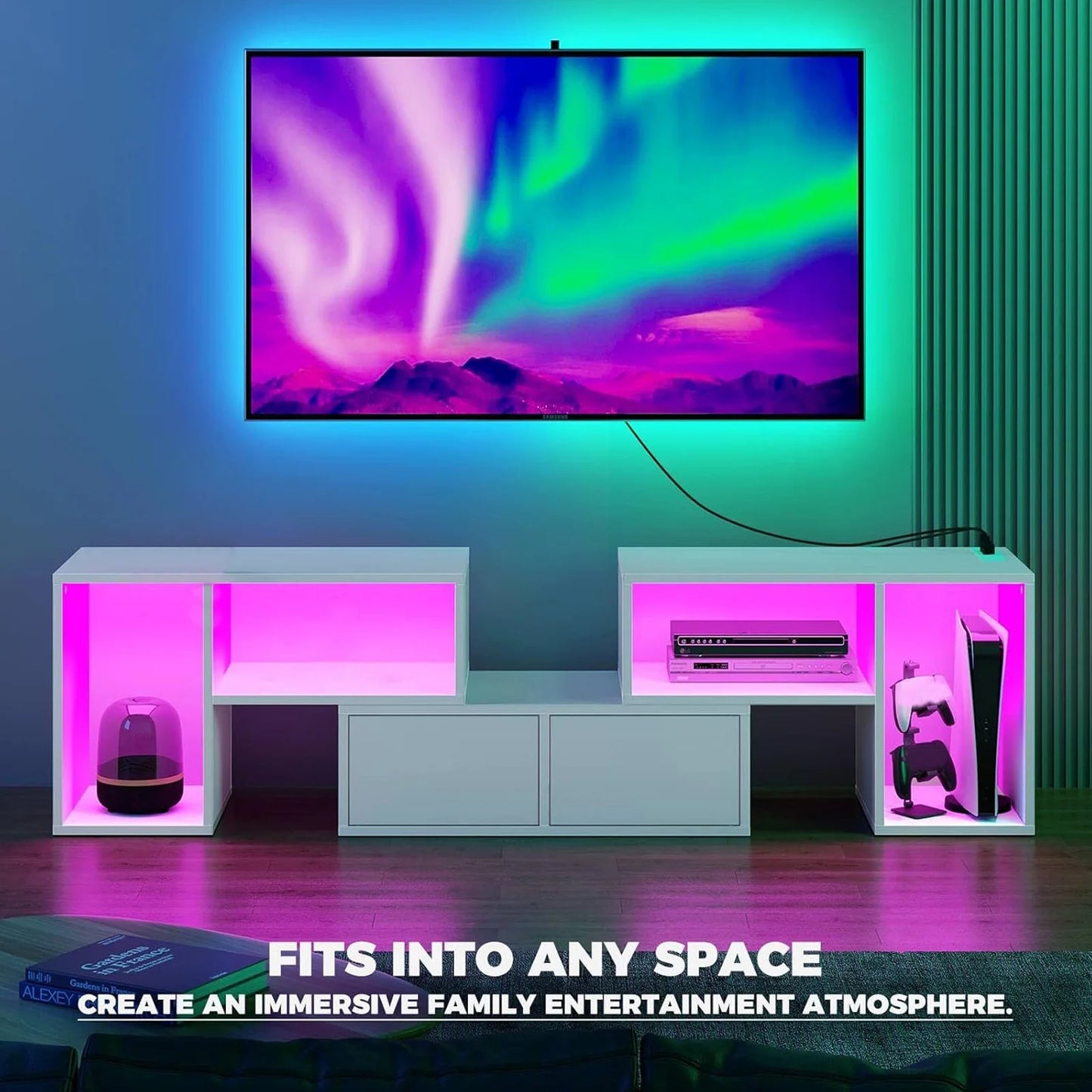 Board TV Cabinet Stand Panel Set with LED Light Drawer Living Room Home Furniture Board TV Cabinet Home Furniture Board TV Stand