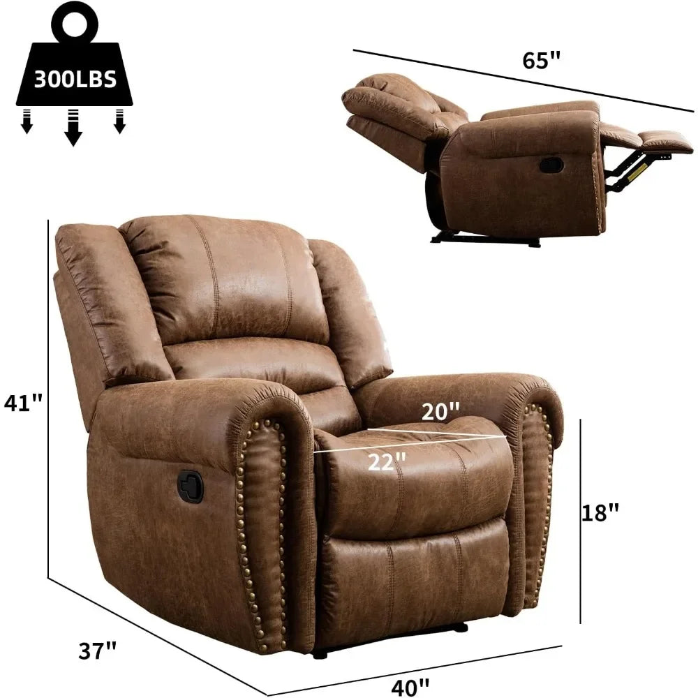 Leather Recliner Chair Classic Manual Recliner Living Room