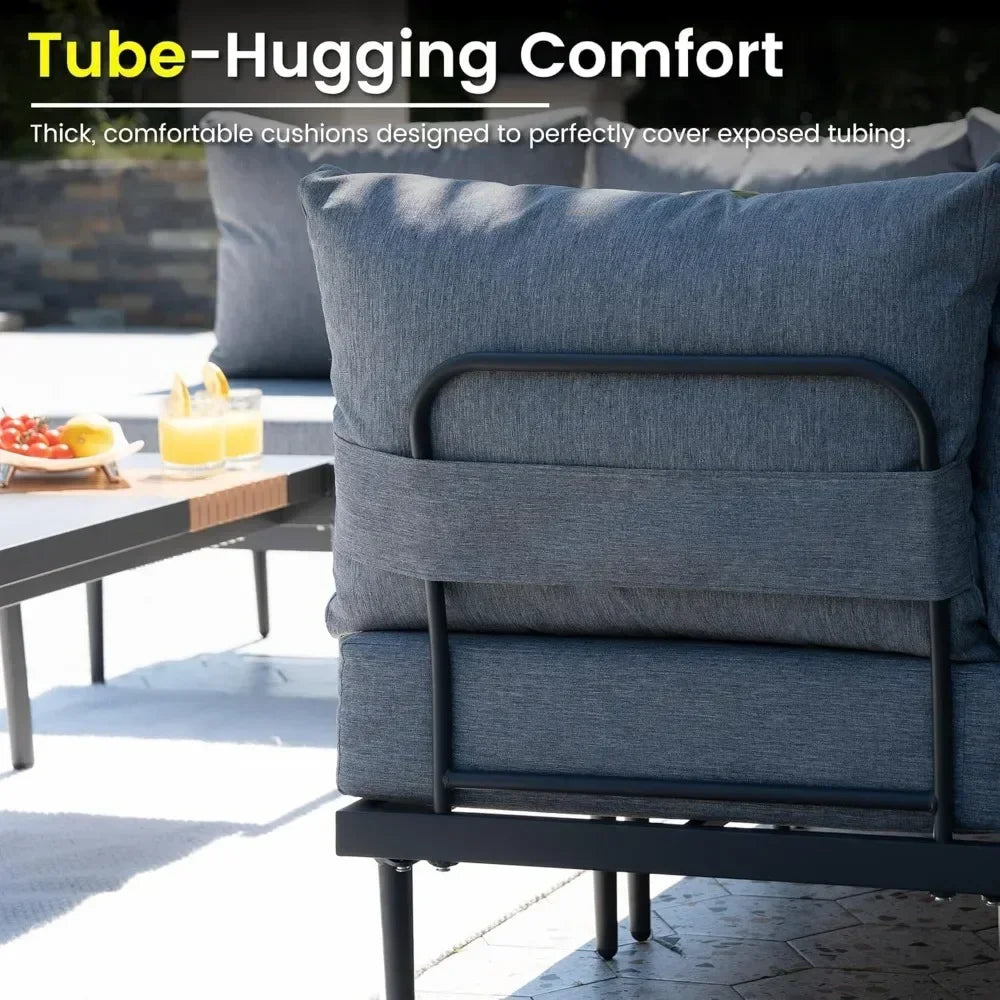 General 7 Piece Metal Patio Furniture Set with Cushions