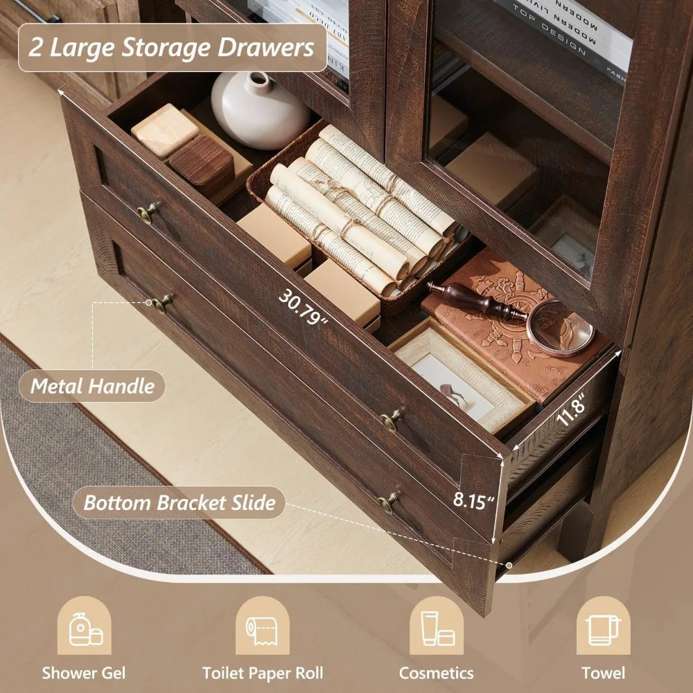 ANGDUO Arched Bathroom Cabinet 4 Tier Storage With Drawers