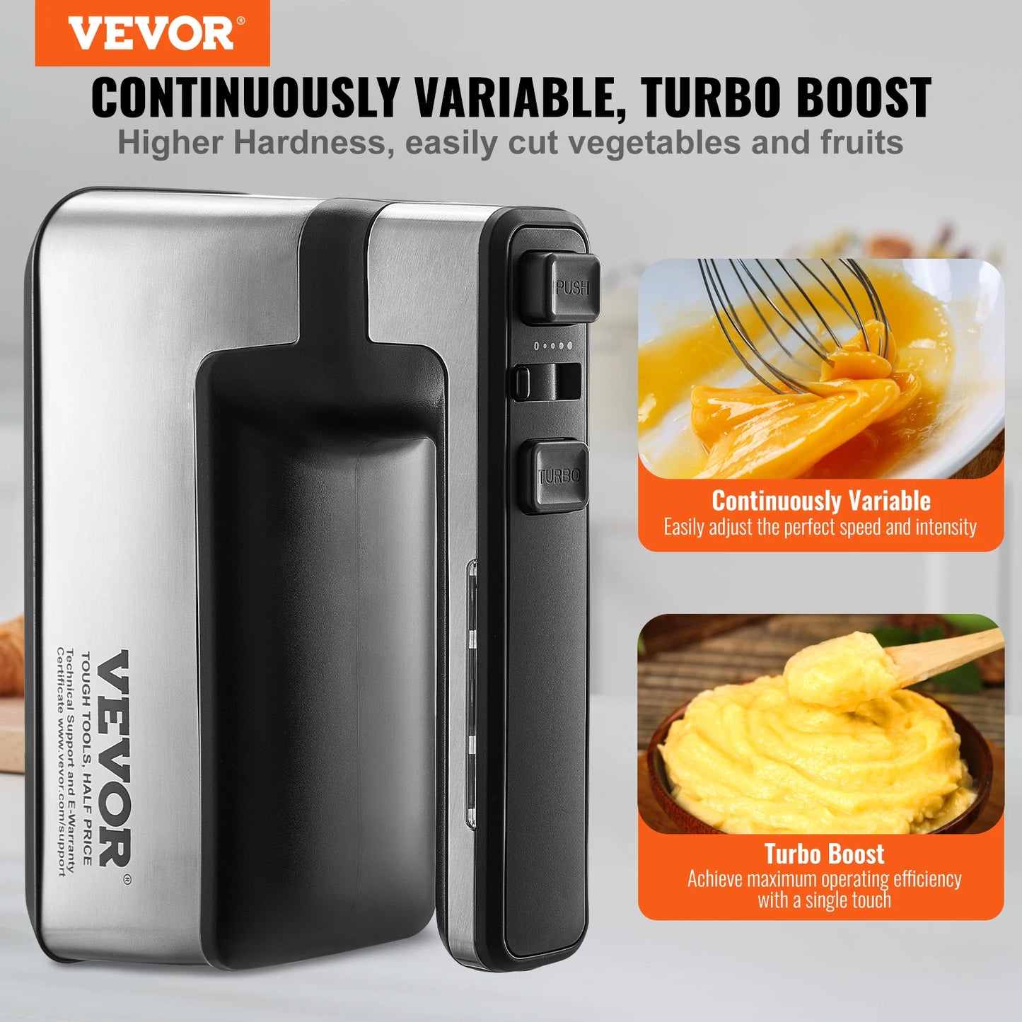 VEVOR Cordless Electric Hand Mixer for Baking and Whipping