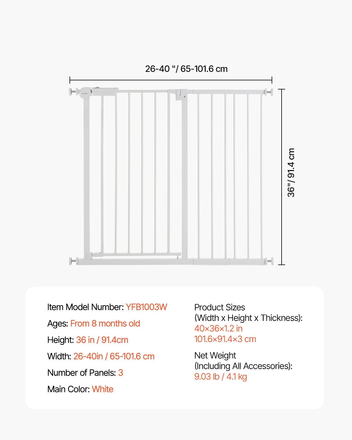 SucceBuy Baby Gate Walk Thru Pressure Mount For Doorways