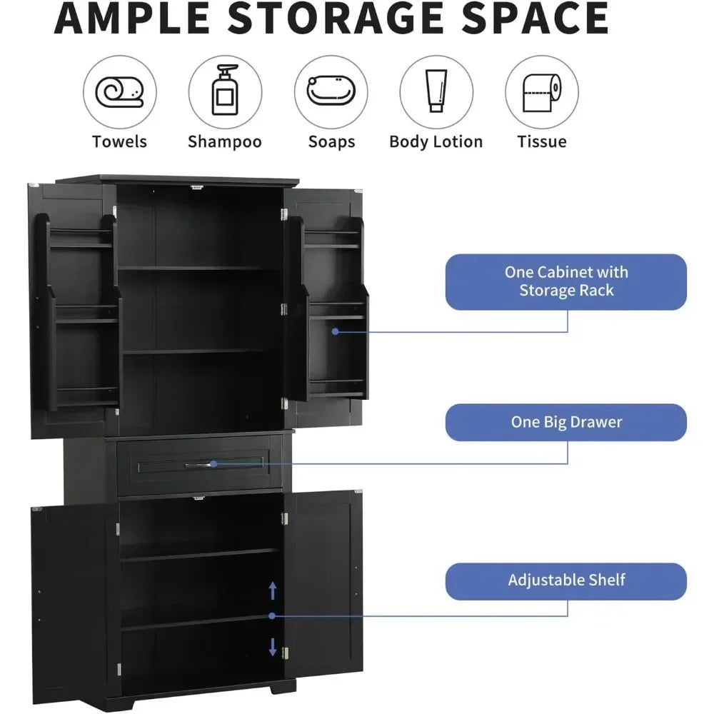 Guangbai Bathroom Storage Cabinet With 4 Doors Freestanding